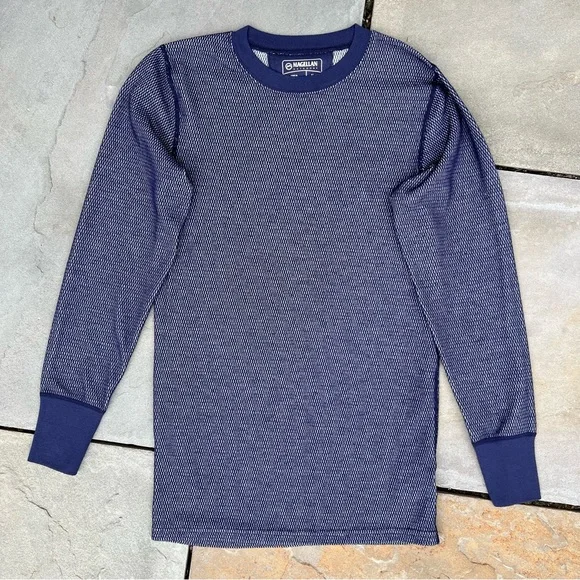 Magellan Outdoors Shirts Two Tone Blue White Long Sleeve Slim